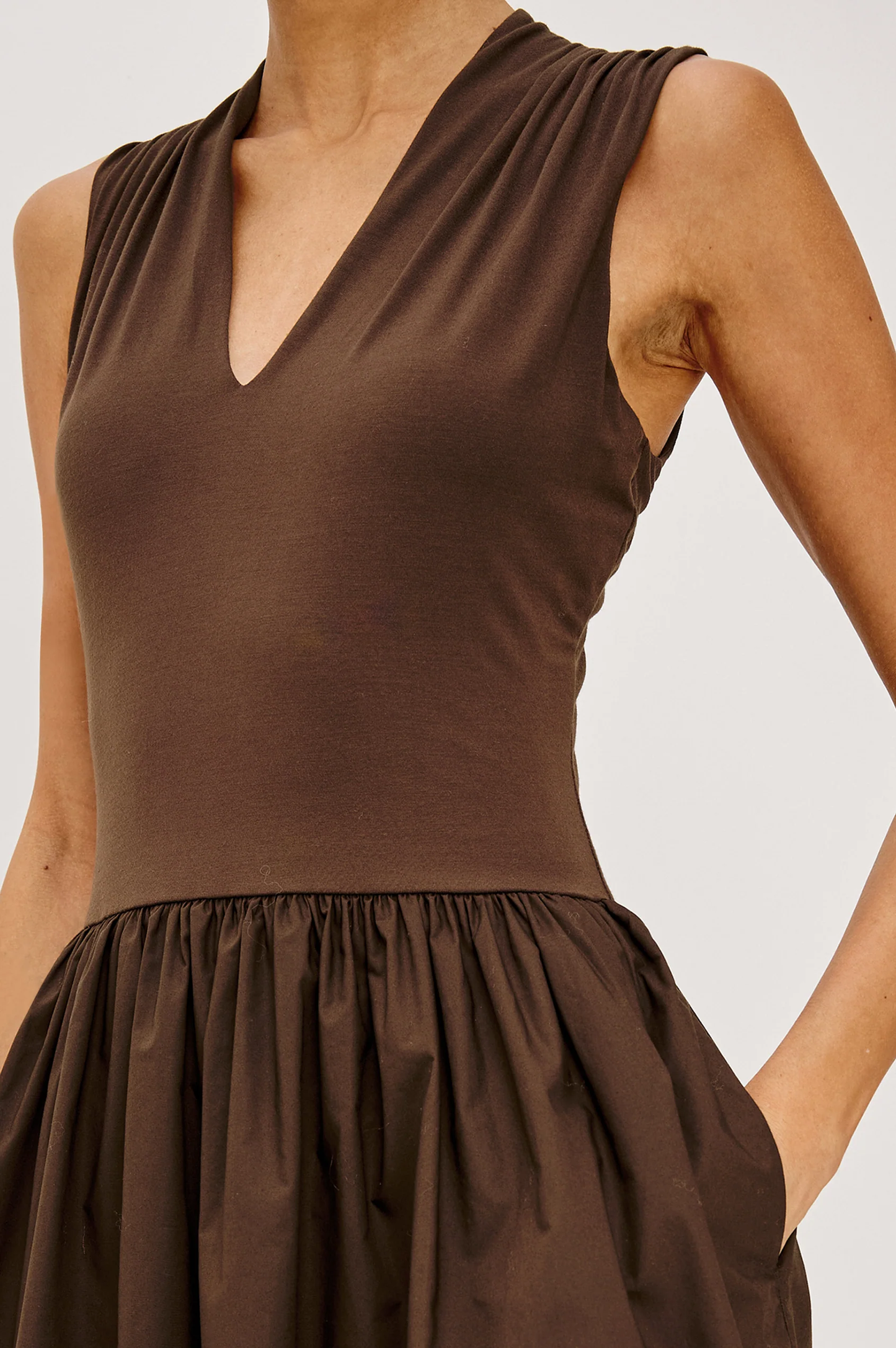 Winnie - Espresso RAILS women's Brown modal jersey cotton poplin dress