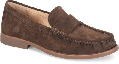 Maris penny loafer in brown suede with cushioned comfort by BORN, Women's Shoes at HCO Fredericksburg