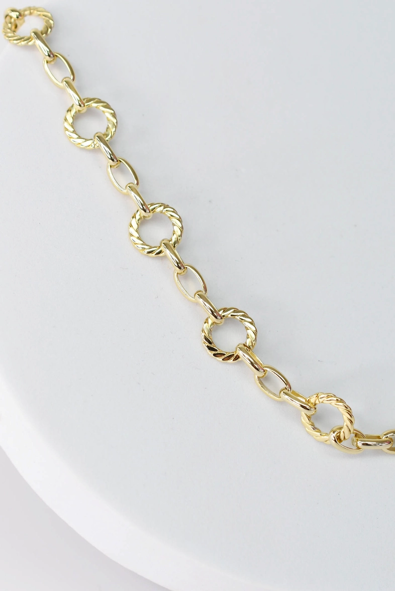 Circle Chain Necklace - Gold with twisted round and oval links, women's jewelry TREASURE JEWELS
