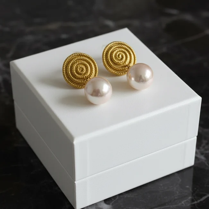 Swirl Post Earring w/ Lg Pearl Dangle