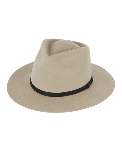 Goodwin Wide Brim Fedora in beige Australian Merino wool with slim black band, women's hat sale