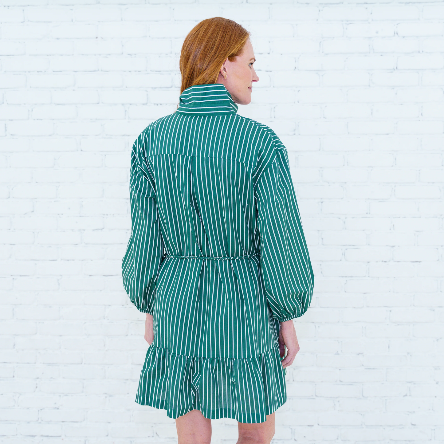 DENA STRIPE DRESS FOREST