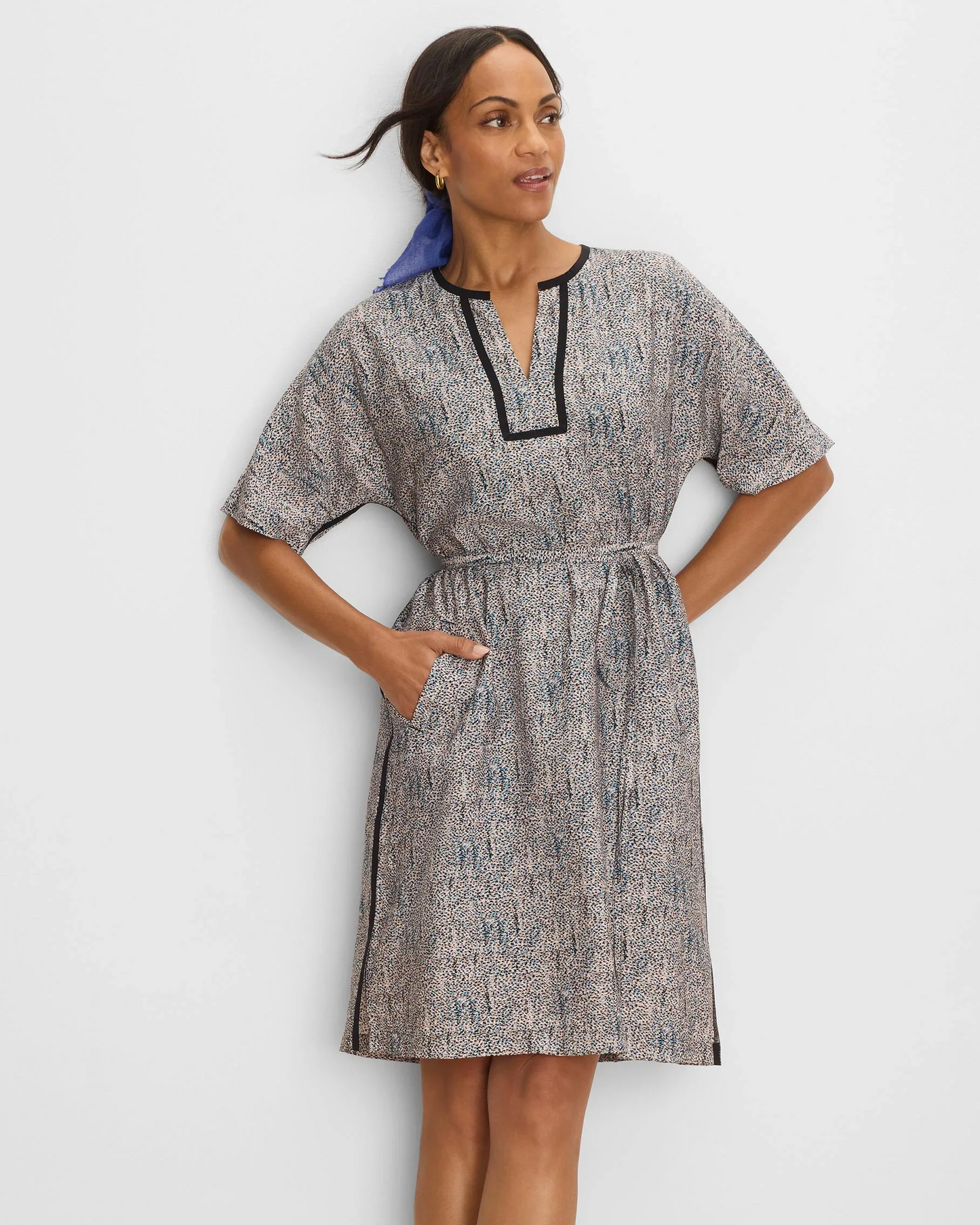 SUN SPECKLE DEVON TRIMMED DRESS