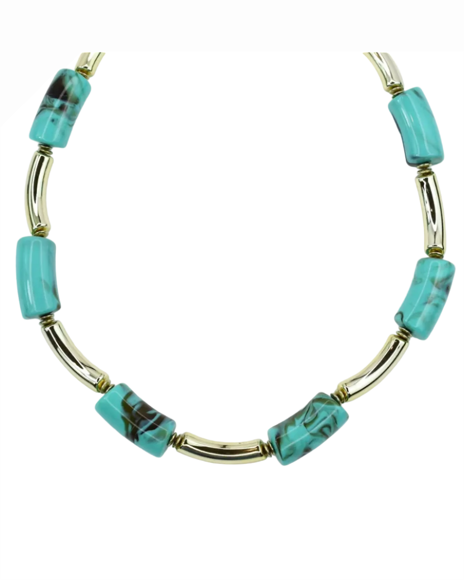 Worth Remembering Chunky Statement Necklace - Turquoise