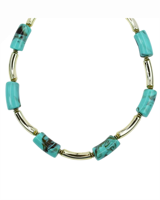 Worth Remembering Chunky Statement Necklace - Turquoise