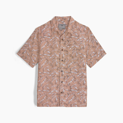 M Camino Pucker S/S - Pecan Dragonfly Pt, breathable geometric patterned shirt by ROYAL ROBBINS
