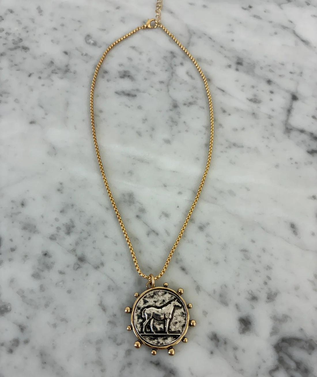 Horse Medallion Necklace - Gold