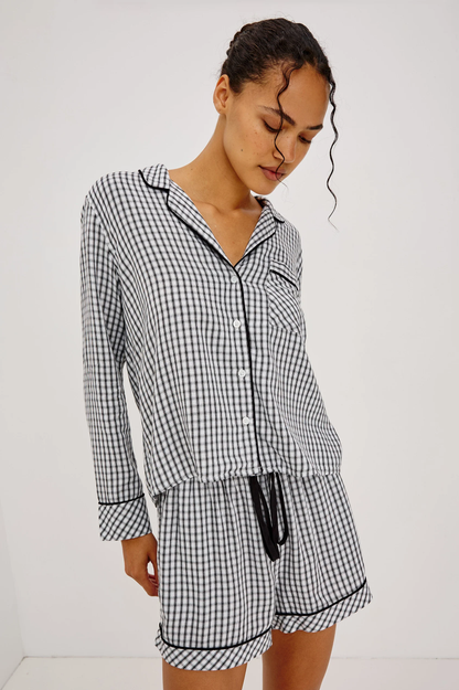 Kellen Pajama Set - Black White Gingham RAILS women's checkered pajamas