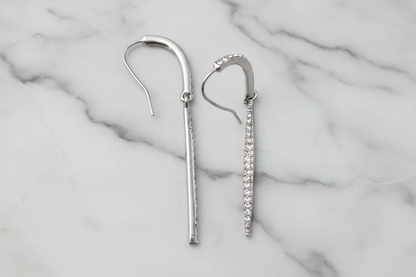 Silver CZ Bar Dangle Earring with sparkling cubic zirconia detail, Women's Jewelry by FOSSICK IMPORTS