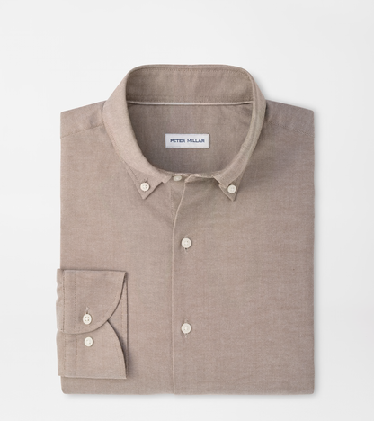 Americana Oxford Sport Shirt by PETER MILLAR in beige stretchy fabric