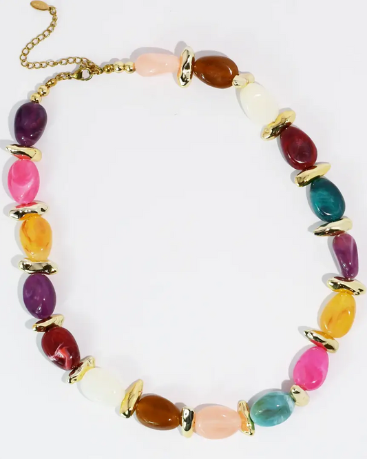 Paradise Candy necklace with multicolored stones and gold accents by TREASURE JEWELS, curated in Fredericksburg TX