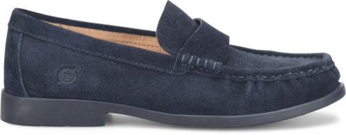 Maris penny loafer in blue suede with cushioned comfort by BORN, Women's Shoes at HCO Fredericksburg