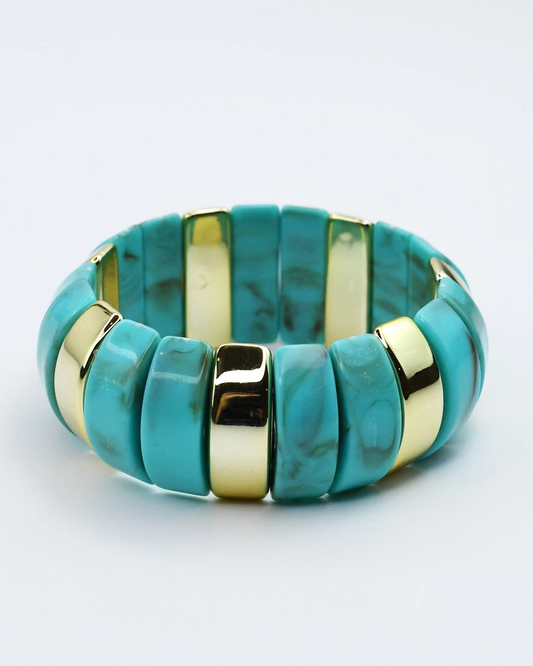 Chunky Resin & Marble Bracelet - Turquoise