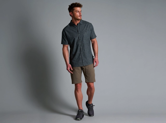 Silencr Kargo 10" Short - Pirate Blue men's water-resistant shorts by KUHL in casual pose