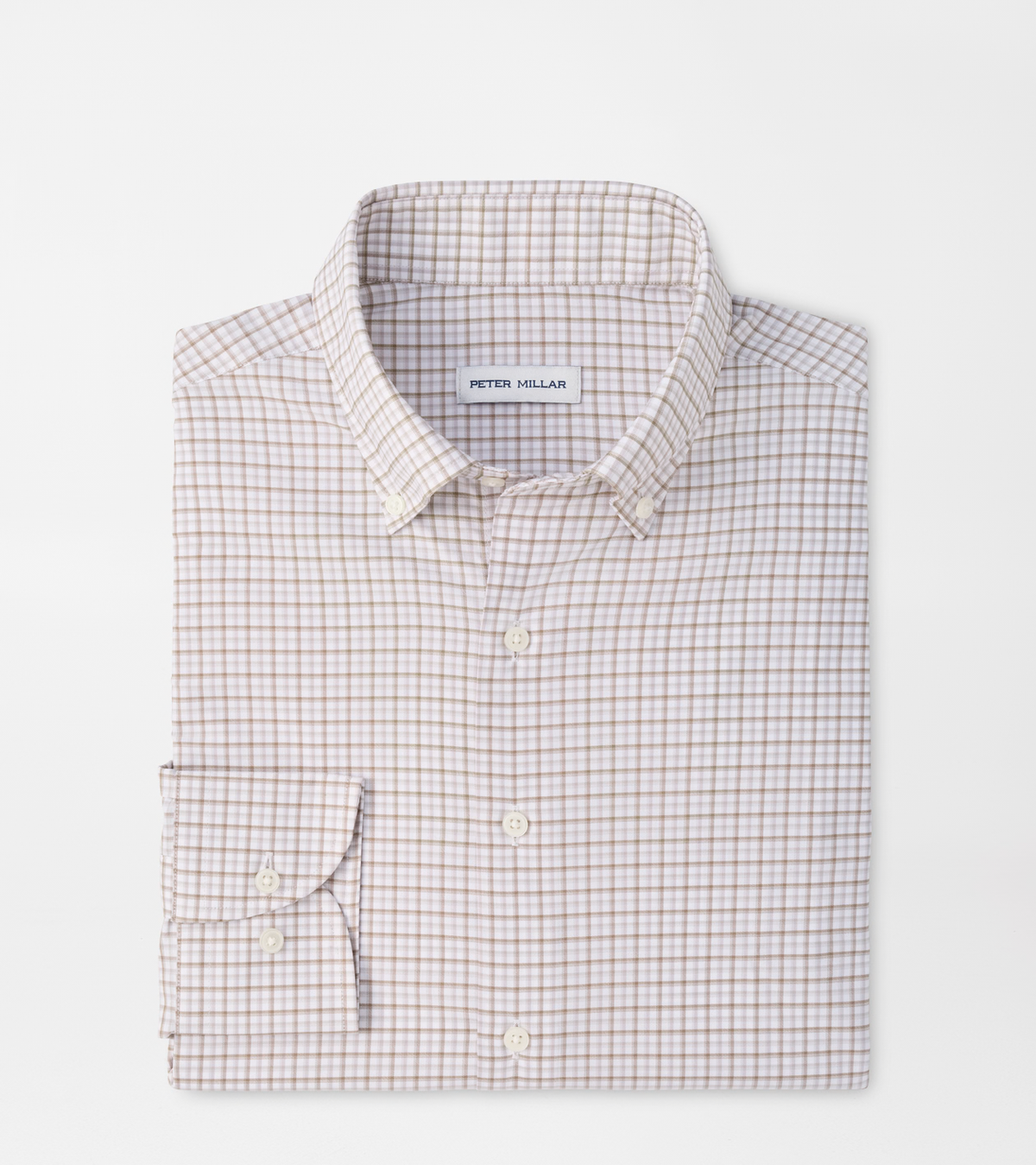 Axel Performance Twill Sport Shirt by PETER MILLAR in white checkered pattern