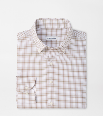Axel Performance Twill Sport Shirt by PETER MILLAR in white checkered pattern