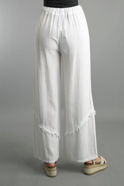 Palazzo Pants in white wrinkle-resistant linen with wide-leg fit from TEMPO PARIS Women's Pants HCO