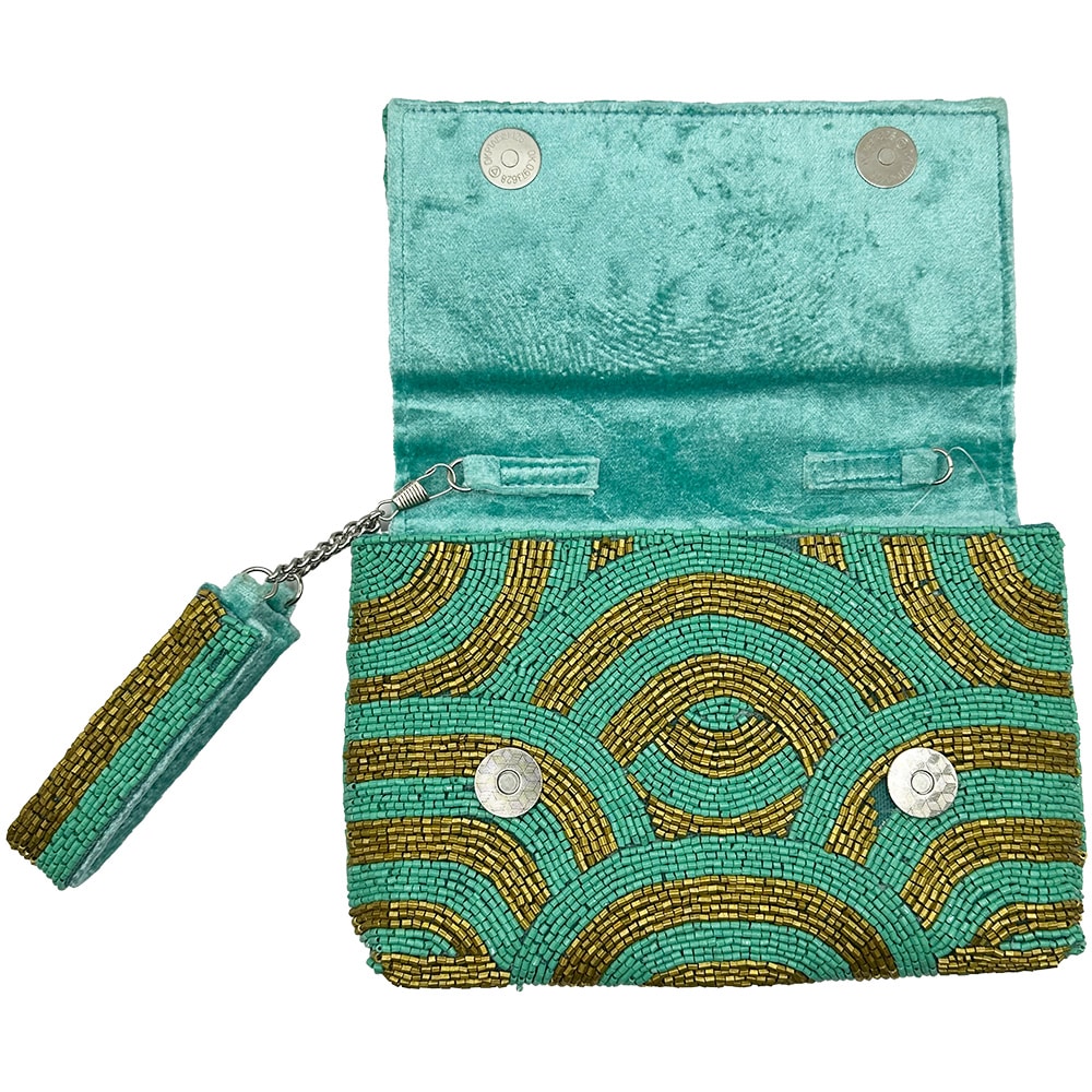 Turquoise And Gold Wristlet