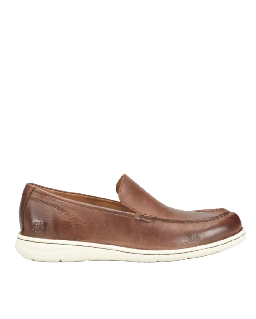 Thaton men's sporty slip-on in brown Italian leather with cushioned EVA sole by BORN