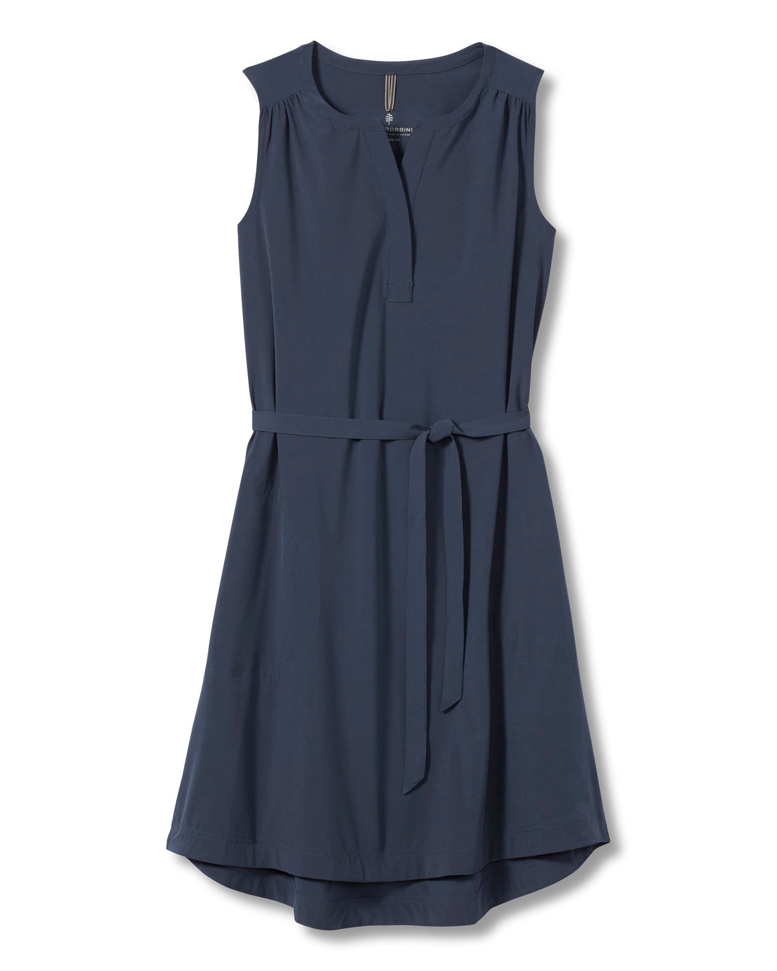 Spotless Traveler Tank Dress in navy with moisture-wicking, quick-dry, UV-protective fabric
