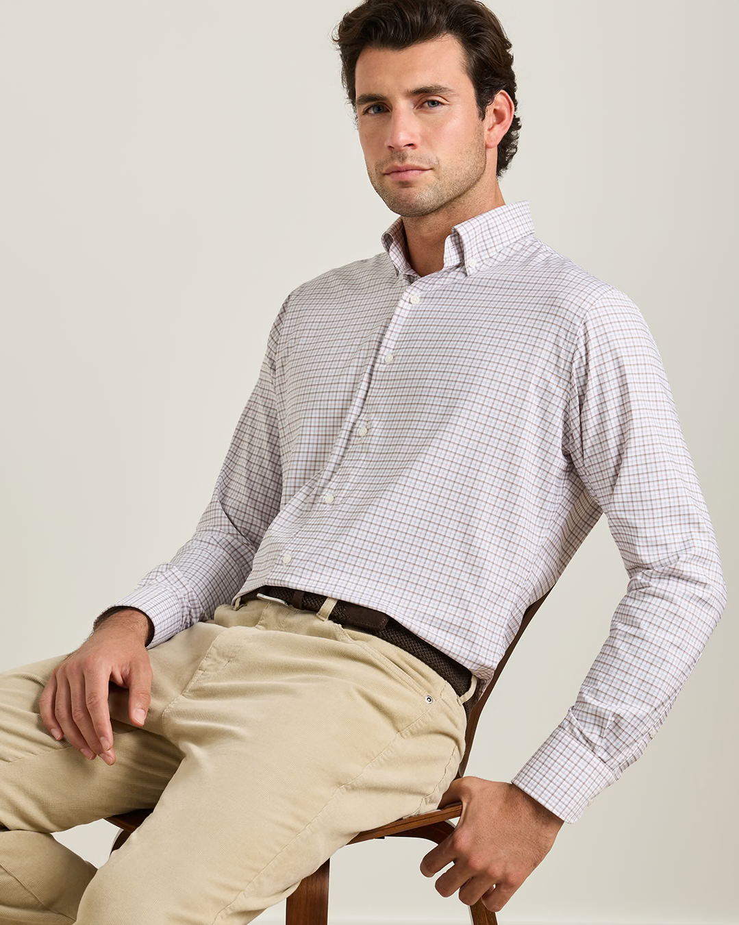 Axel Performance Twill Sport Shirt by PETER MILLAR in white checkered