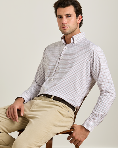 Axel Performance Twill Sport Shirt by PETER MILLAR in white checkered