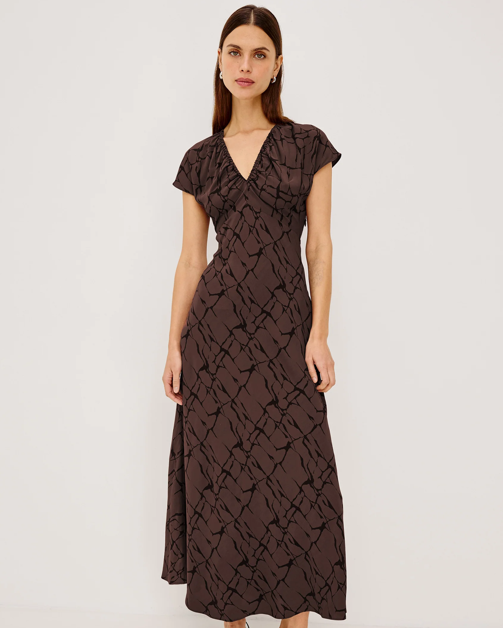 Kourt - Brown Obsidian RAILS women's brown geometric midi dress