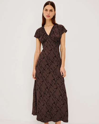 Kourt - Brown Obsidian RAILS women's brown geometric midi dress