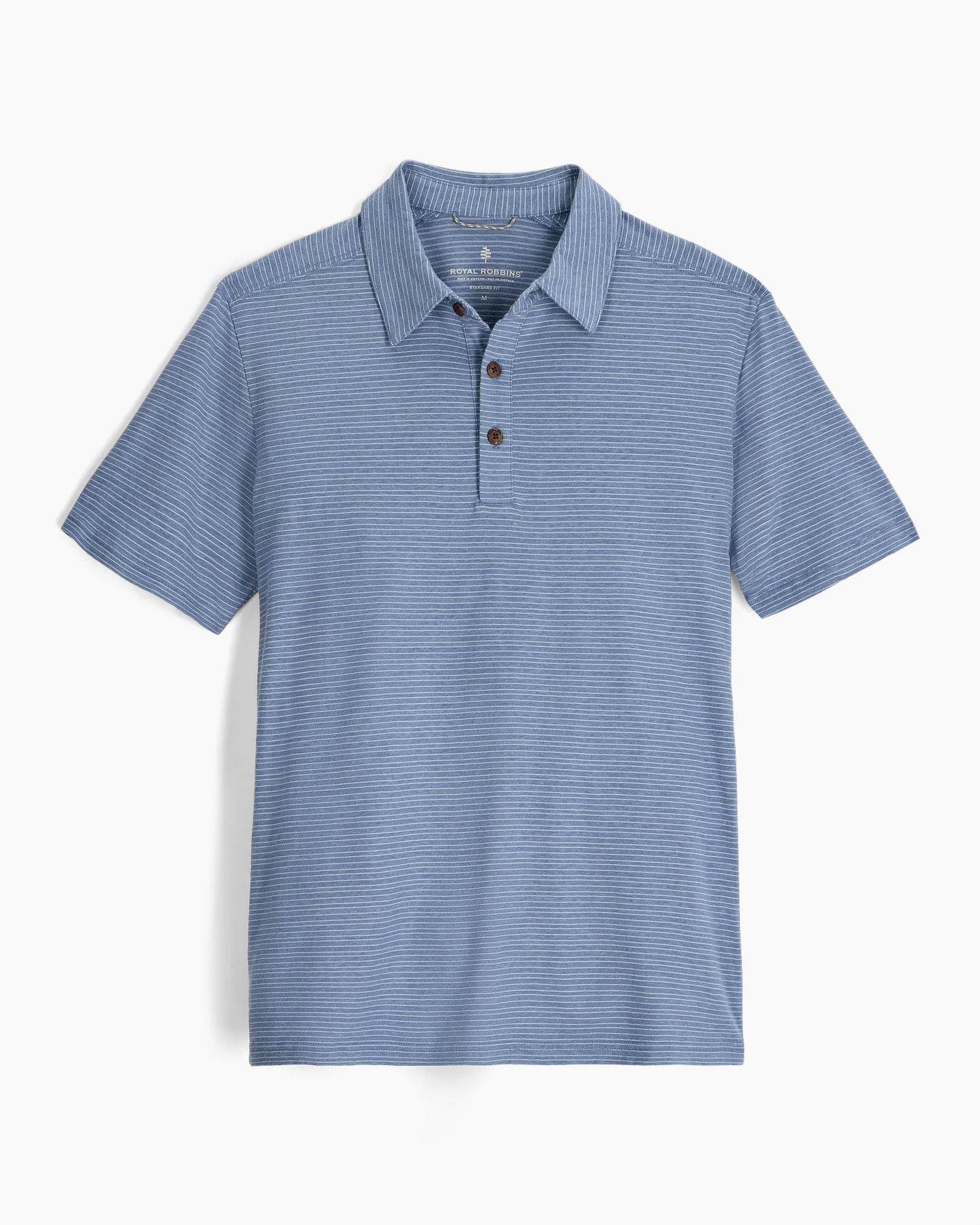 Vacationer Polo in blue striped breathable men's short sleeve shirt by ROYAL ROBBINS