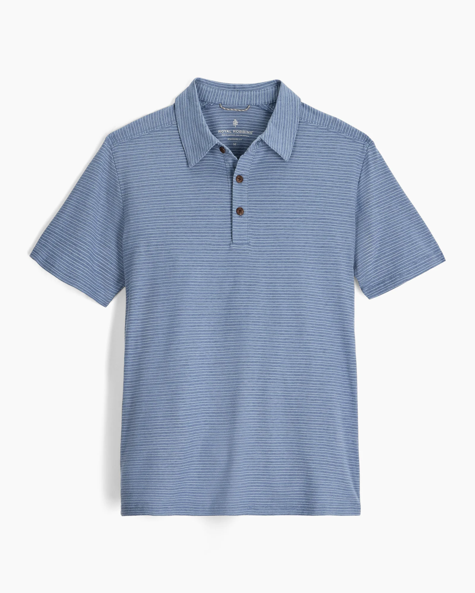 Vacationer Polo in blue striped breathable men's short sleeve shirt by ROYAL ROBBINS