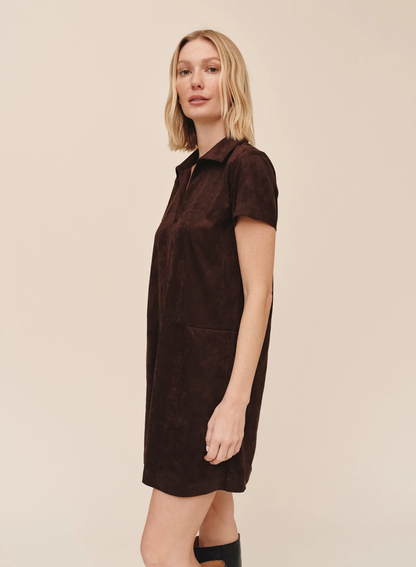 Short Sleeve Pullover A-Line Dress - Dark Roast