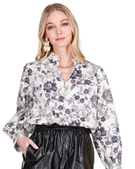 Front Split Buttons Top - Floral Poetry