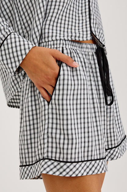 Kellen Pajama Set - Black White Gingham RAILS women's checkered pajama shorts