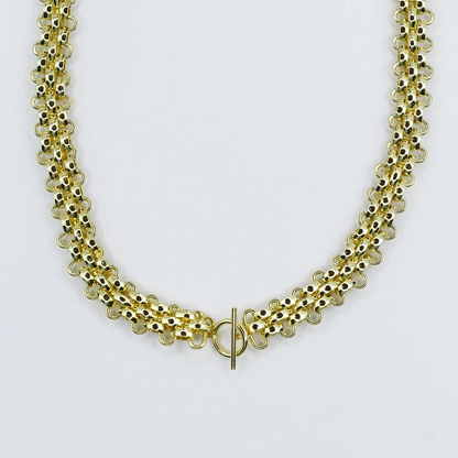 Golden Majesty Collar with geometric gold chain and toggle clasp by TREASURE JEWELS, HCO collection
