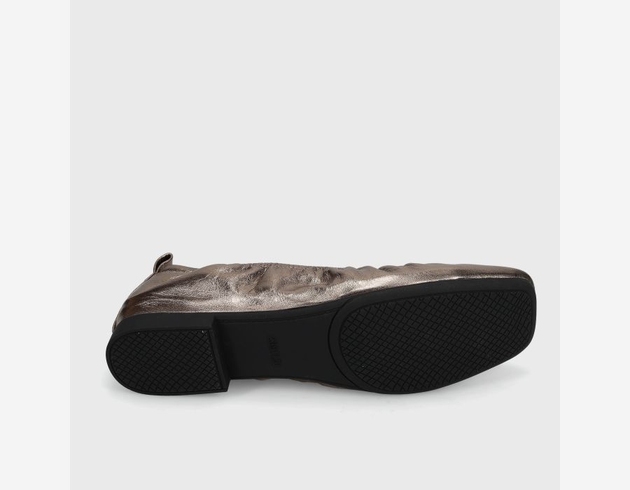 Vicky - Gunmetal square-toe flat with flexible rubber sole, padded insole, from VANELI Women's Shoes HCO