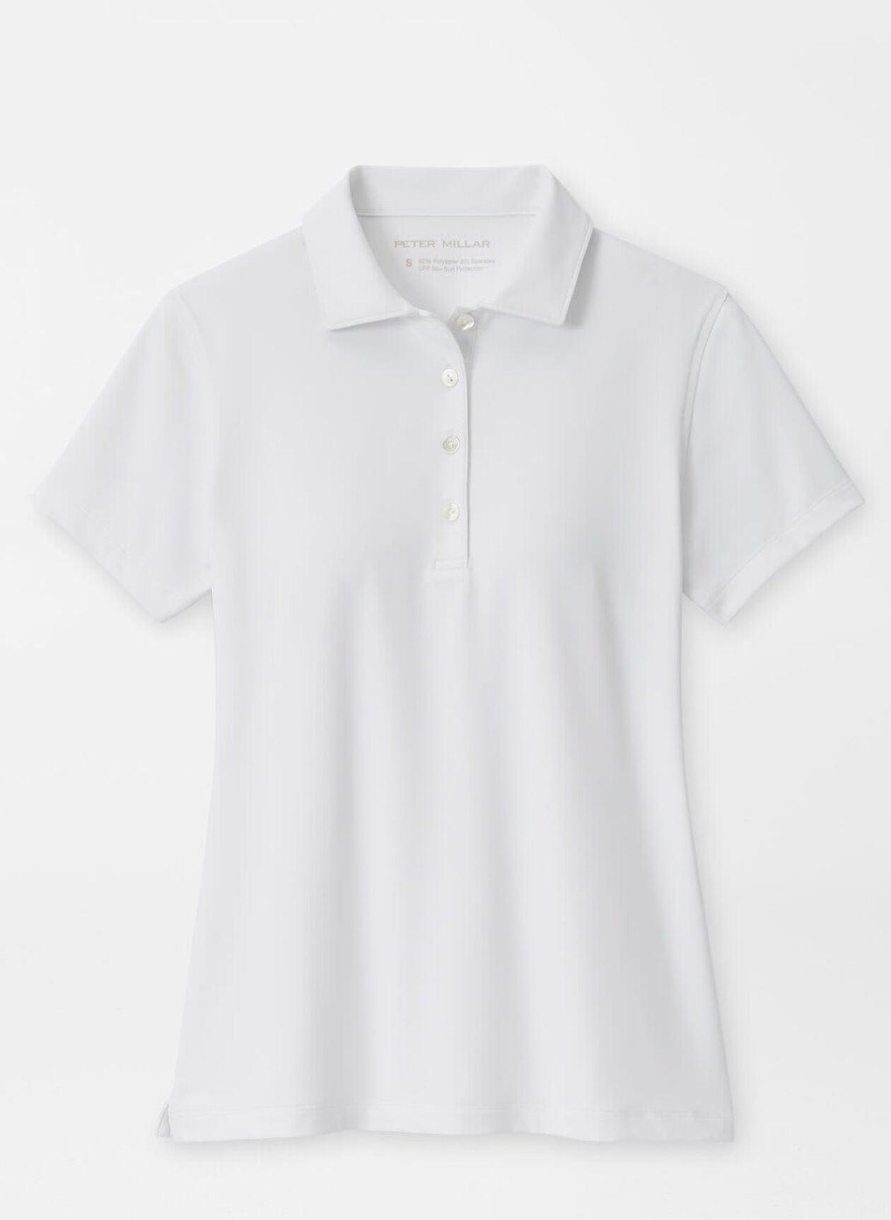 Short-Sleeve Button Polo in white with moisture wicking, UPF 50+ sun protection, Peter Millar