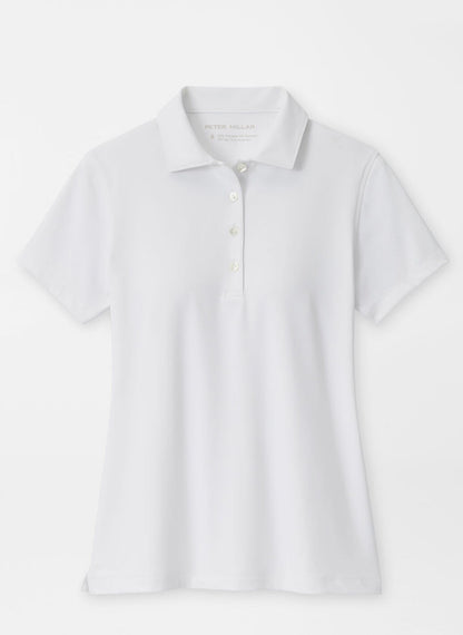 Short-Sleeve Button Polo in white with moisture wicking, UPF 50+ sun protection, Peter Millar
