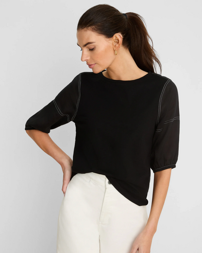 Linen Sleeve Cotton Tee