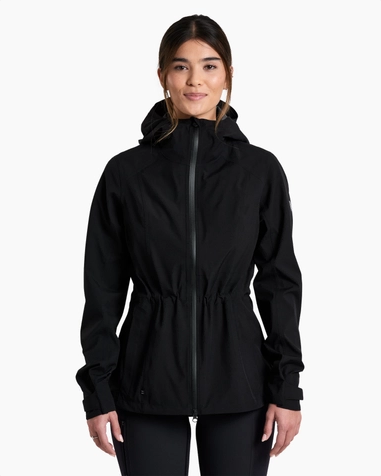 W's Stretch Voyagr Jacket in black by KUHL, lightweight waterproof with breathable stretch fabric