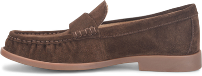 Maris penny loafer in brown suede with cushioned comfort by BORN, Women's Shoes at HCO