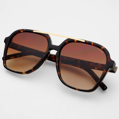 Aviator-Sonnenbrille braun, seitlich ausgerichtet, mit getönten Gläsern