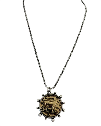 Horse Medallion Necklace - Silver