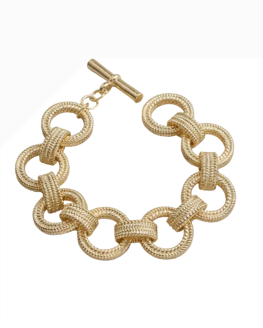 Ropey Gold Round Link Bracelet