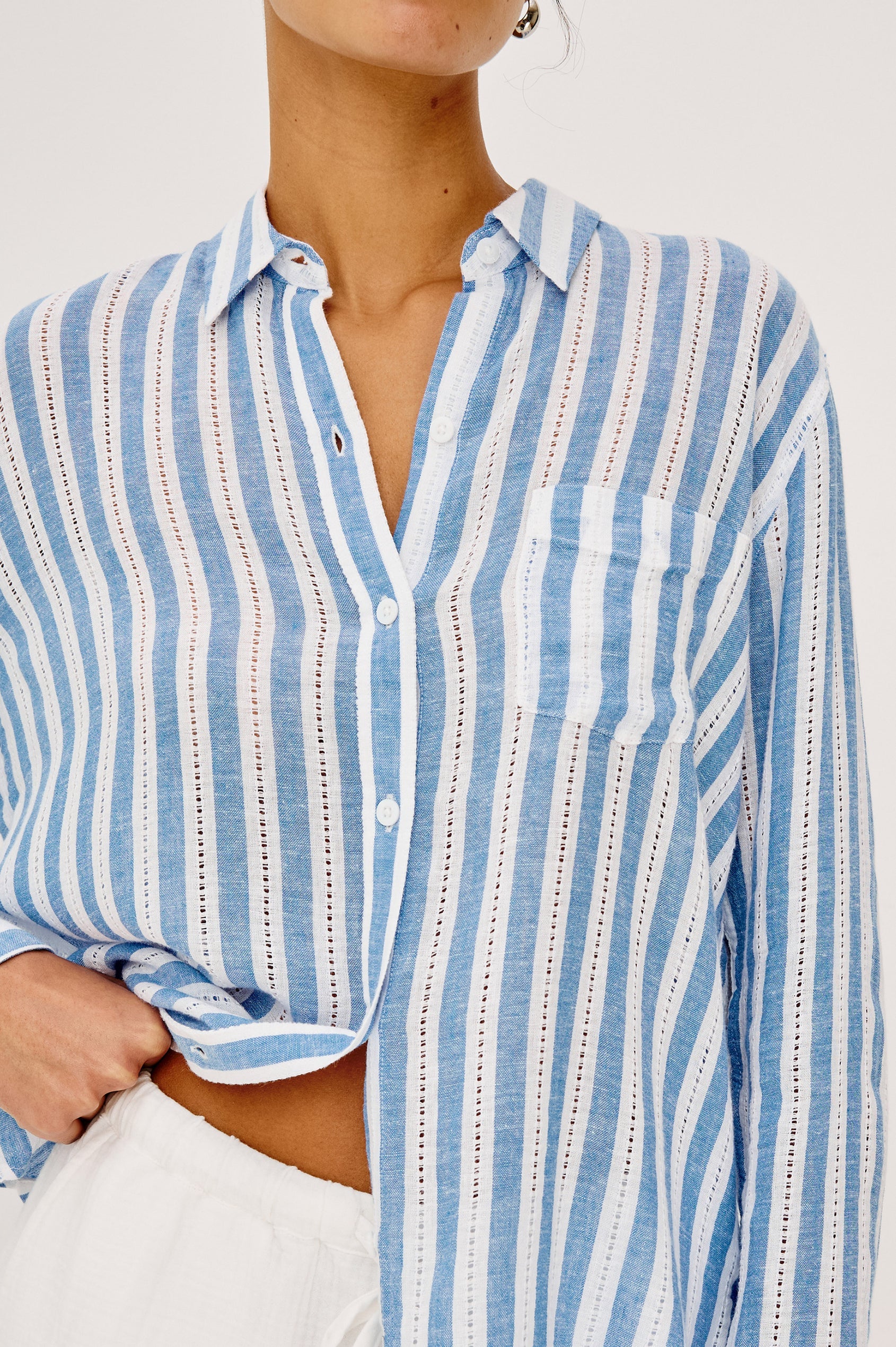 Charli - Atlantis Stripe relaxed striped linen blend shirt by RAILS from HCO Fredericksburg