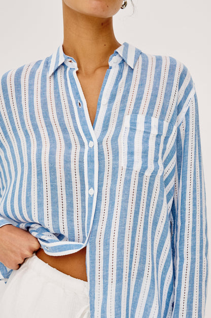 Charli - Atlantis Stripe relaxed striped linen blend shirt by RAILS from HCO Fredericksburg