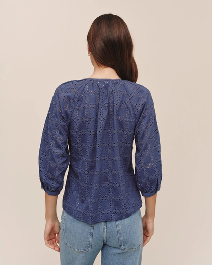 3/4 Sleeve Pullover - Indigo Blues