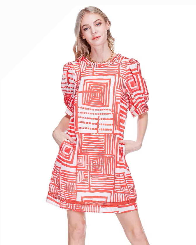 Ruffles Short Sleeve Trim Dress