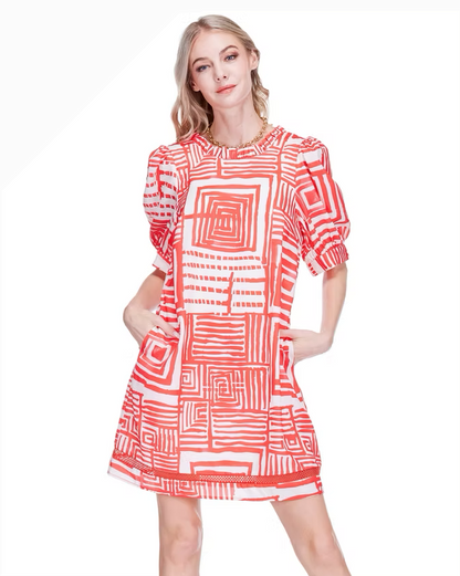 Ruffles Short Sleeve Trim Dress