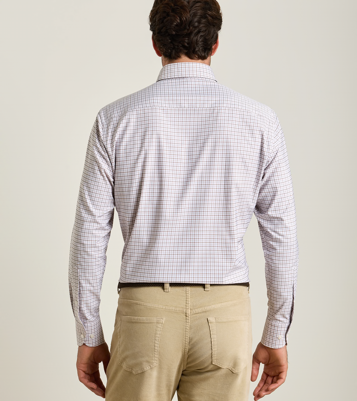 Axel Performance Twill Sport Shirt by PETER MILLAR in white checkered, men's back