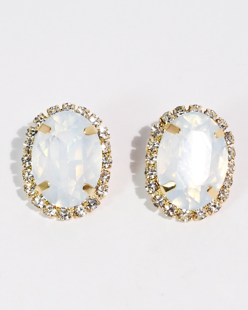 The Sugar Shine Studs with luminous oval gemstones and sparkling crystal accents by TREASURE JEWELS